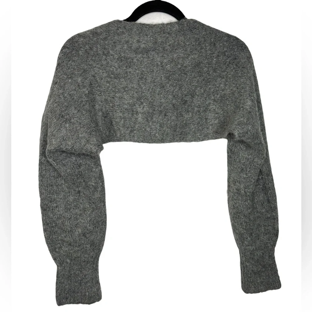 NEW Free People Prima Donna Knit Wool Blend Cropped Bolero Romantic Charcoal OS - Picture 5 of 7